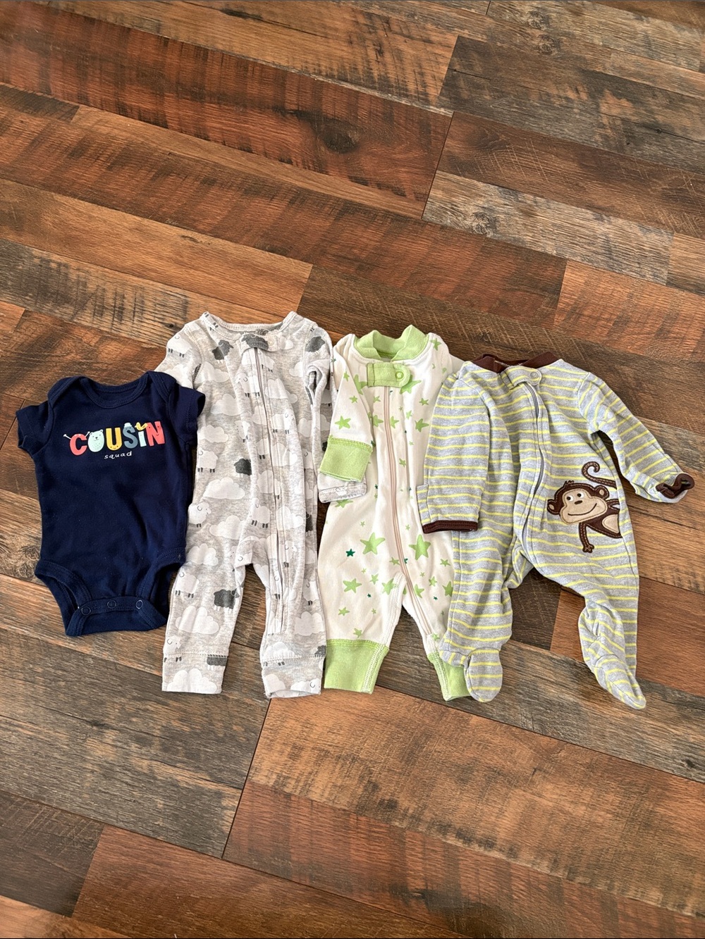 Carter’s Baby Navy 'Cousin' Onesie & 3 sleepers - Gray, Green, Yellow